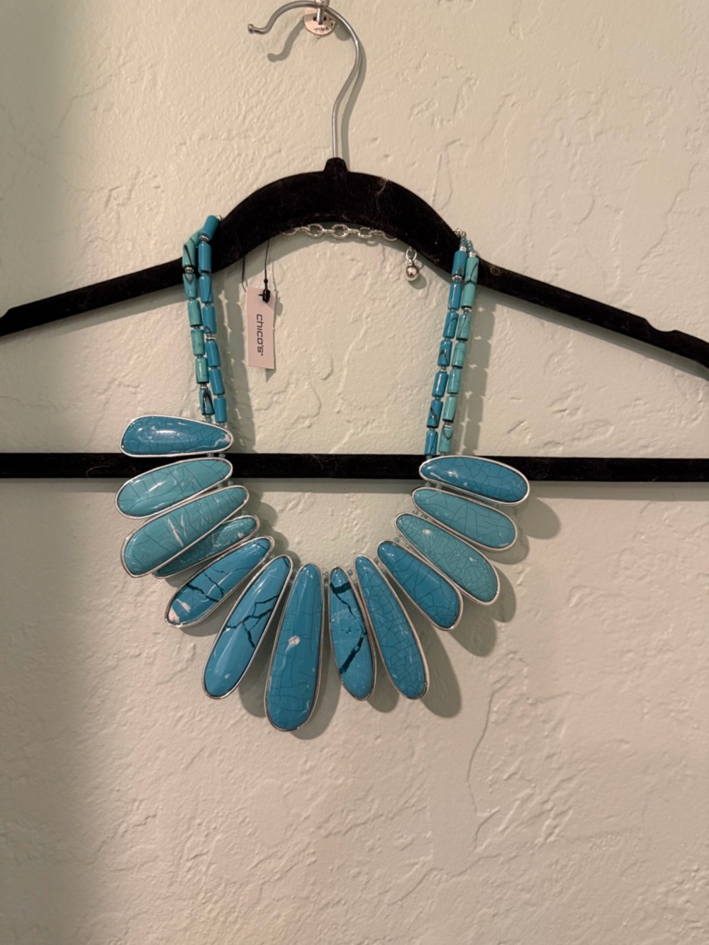 Chico's Turquoise Blue Statement Bib Necklace